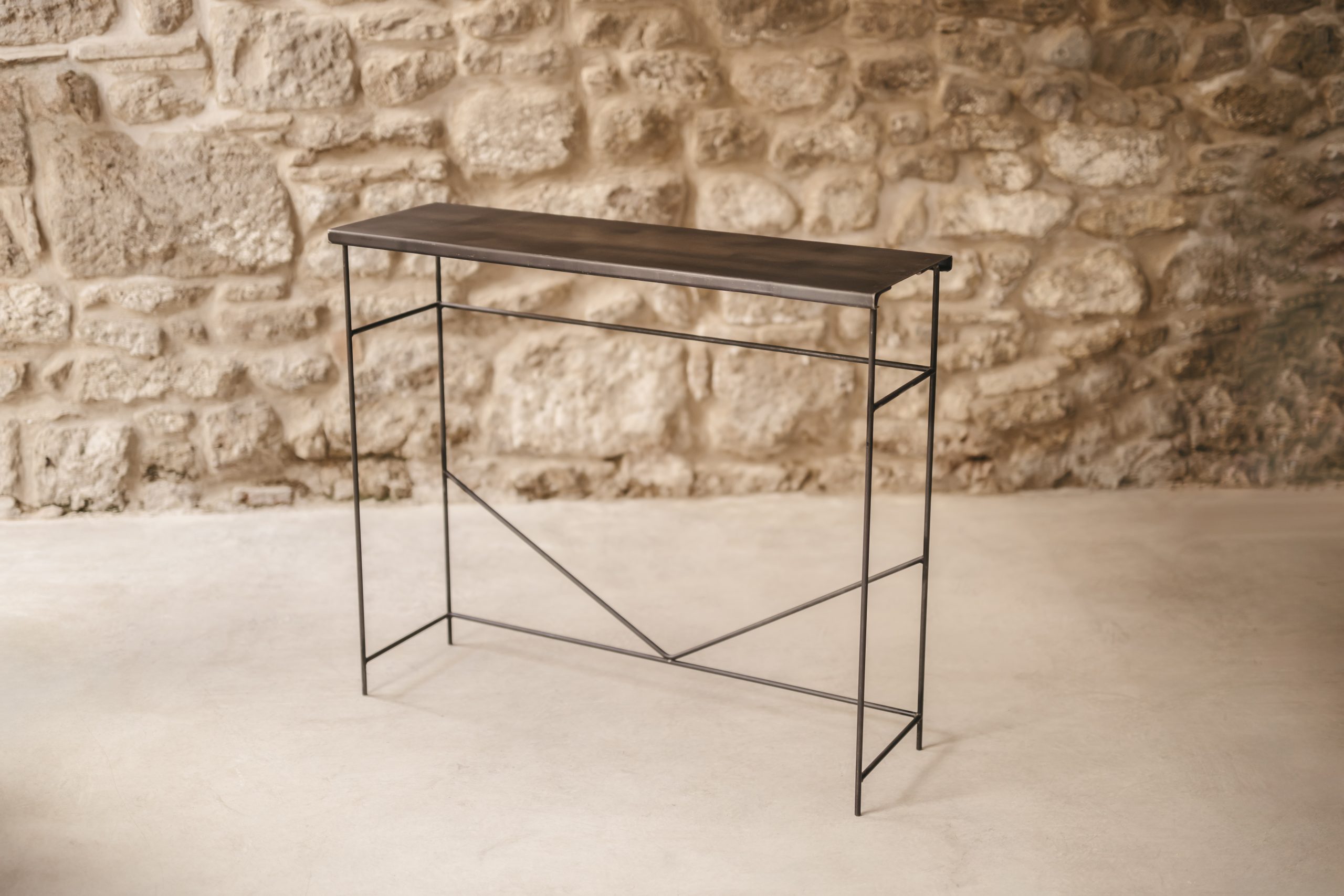 Consola artesanal Banco artesanal de metal y madera